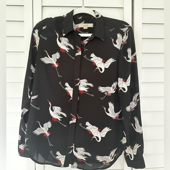 Ann Taylor Loft Blouse Top Button Down Crane Black Gray Bundle Small - Picture 4 of 4
